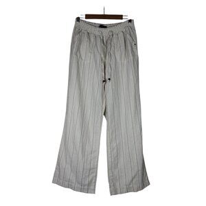 Beau Dawson women's smocked waist striped‎ wide leg linen blend pants XL